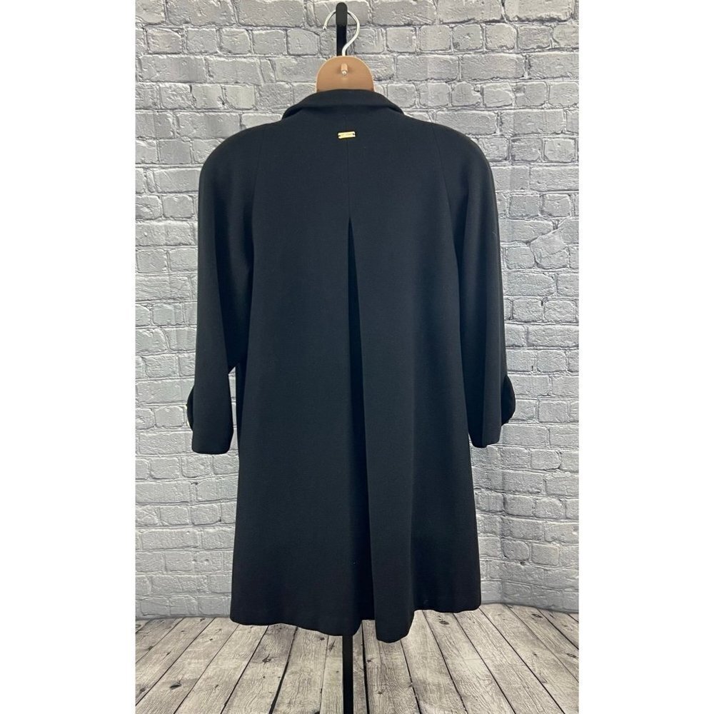 St John The Coat Collection Black Wool Swing Coat L Missing Button - Picture 10 of 10